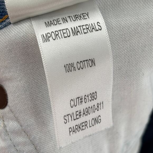 AGOLDE Blue Swapmeet Parker Long Distressed Denim Shorts - Picture 12 of 12